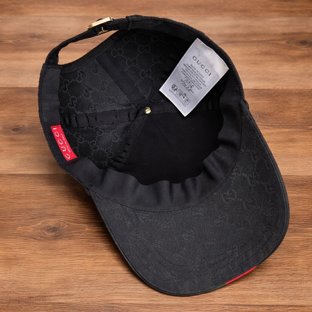 Gucci Hat Monogram Center Web Canvas Black - Like New OS - Picture 2 of 2